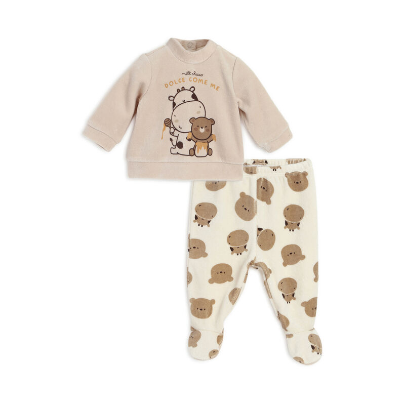 Infants Medium Natural Printed Smock with Legging image number null